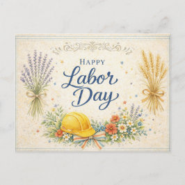 Vintage Blue Harvest Frohen Tag der Arbeit Feiertagspostkarte
