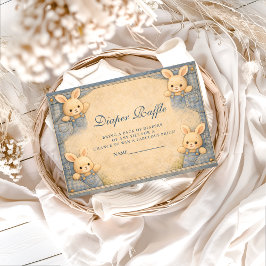 Vintage Blue Jeans Bunny Nursery Diapper Raffle Begleitkarte