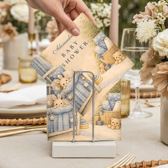 Vintage Blue Jeans Nursery Baby Shower Serviette (Von Creator hochgeladen)