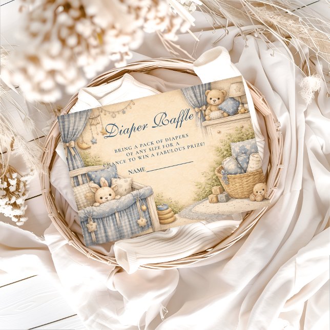 Vintage Blue Jeans Nursery Diapper Raffle Begleitkarte (Von Creator hochgeladen)