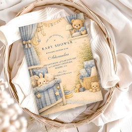 Vintage Blue Jeans Nurseryy Baby Shower Einladung