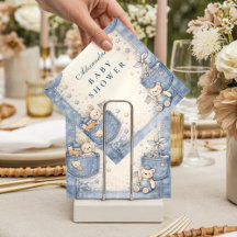 Vintage Blue Jeans Pocket Friends Baby Shower