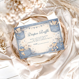 Vintage Blue Jeans Pocket Friends Diapper Raffle Begleitkarte