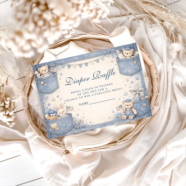 Vintage Blue Jeans Pocket Friends Diapper Raffle Begleitkarte (Von Creator hochgeladen)