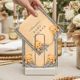 Vintage Blue Jeans Teddy Baby Shower Serviette