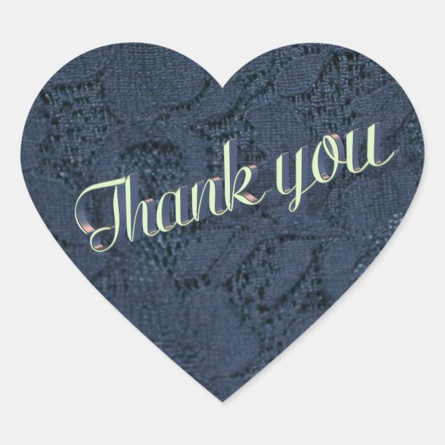 Vintage Blue Lace Thank You Herz-Aufkleber (Vorderseite)