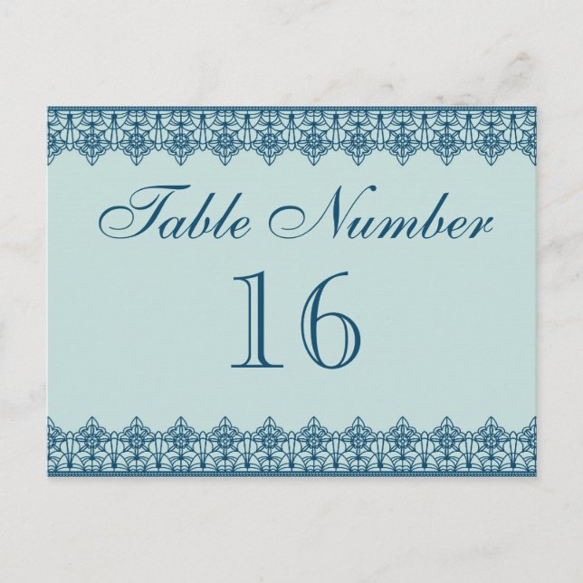 Vintage Blue Lace Tischnummer Cards (Vorderseite)