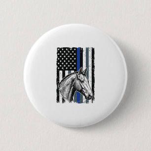 Vintage Blue Line Pferdeflagge Vektor-Design Button