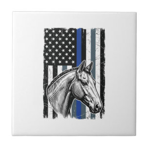Vintage Blue Line Pferdeflagge Vektor-Design Fliese
