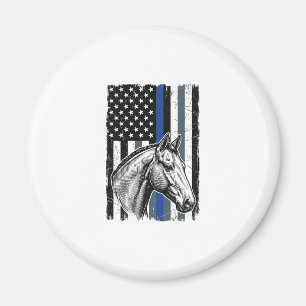 Vintage Blue Line Pferdeflagge Vektor-Design Magnet