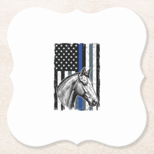 Vintage Blue Line Pferdeflagge Vektor-Design Untersetzer