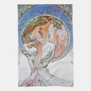 Vintage Blue Moon Alphonse Mucha Art Nouveau Mond Geschirrtuch