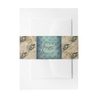 Vintage Blue Peacock Wedding Einladungsbanderole