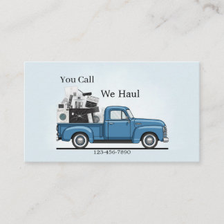 Vintage Blue Pickup Junk Removal Business Card Visitenkarte