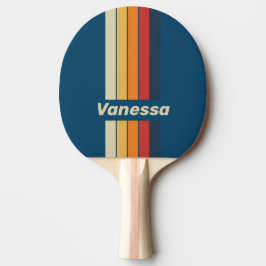 Vintage Blue Rainbow Pin Striped with Name Tischtennis Schläger