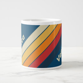 Vintage Blue Rainbow Striped with Name Jumbo-Tasse