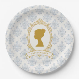 Vintage Blue Regency Cameo Bridal Shower Pappteller