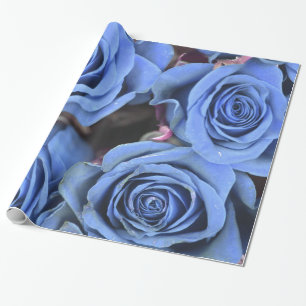 Vintage Blue Rose Blumen Geschenkpapier