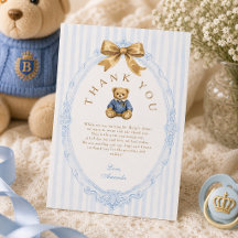 Vintage Blue Streifen Polo Teddy Bear Baby Shower