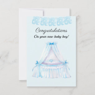 Vintage Blue-Stroll-Baby-Gratulationskarte