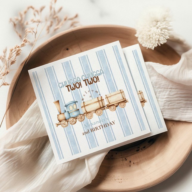 Vintage Blue Train 2. Geburtstag Serviette (Von Creator hochgeladen)