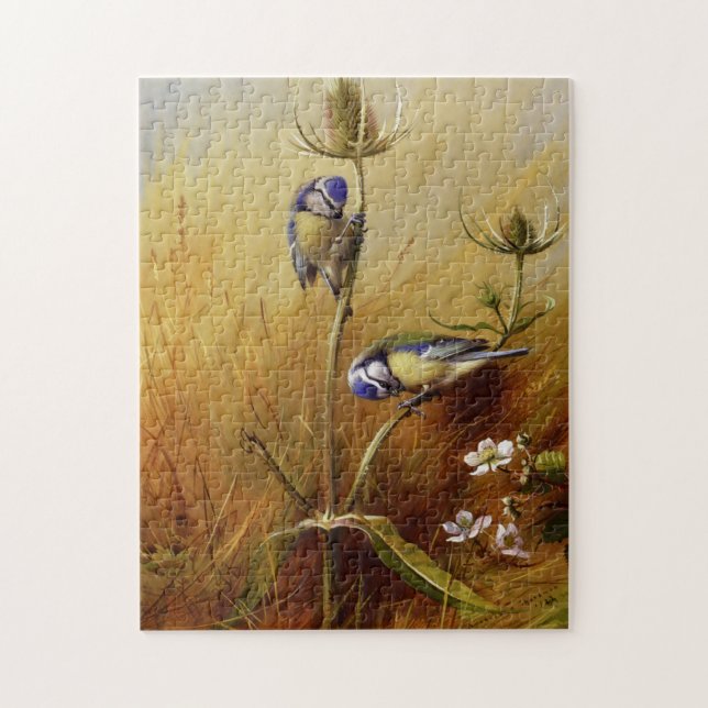 Vintage Blue Wild Bird Kunst Puzzle (Vertikal)