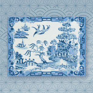Vintage Blue Willow Notizkarte Karte