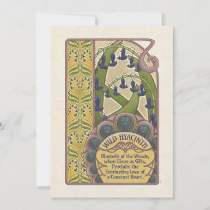 Vintage Bluebell-Blume - rosafarbene Karte