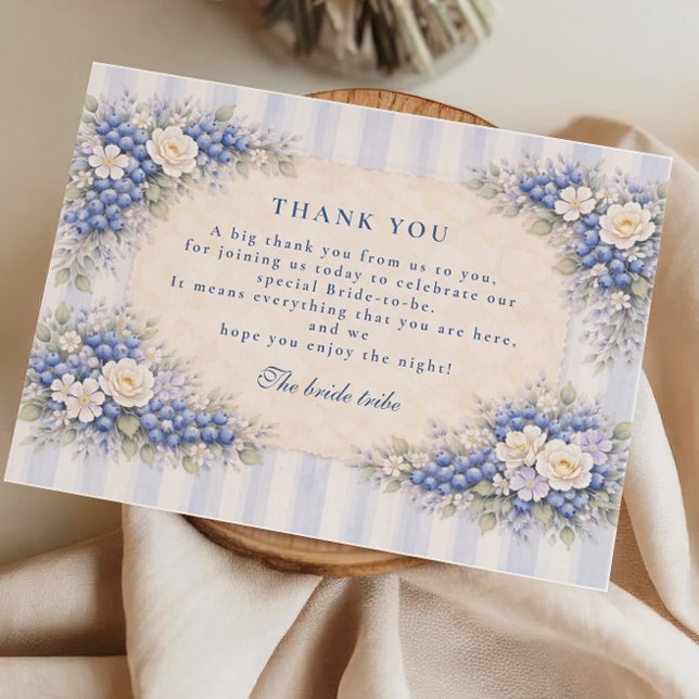 Vintage Blueberry Blossom Bridal Shower Dankeskarte (Von Creator hochgeladen)