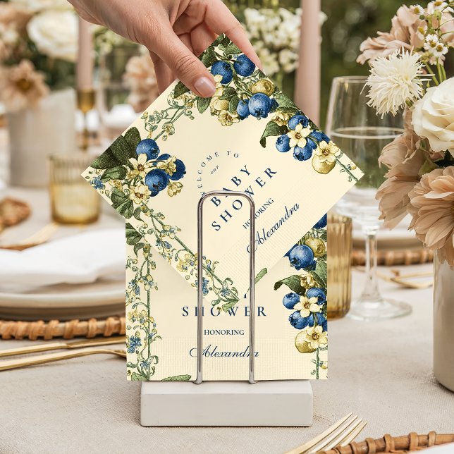 Vintage Blueberry Botanical Baby Shower Serviette (Von Creator hochgeladen)