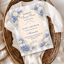 Vintage Blueberry Floral Baby Shower Einladung