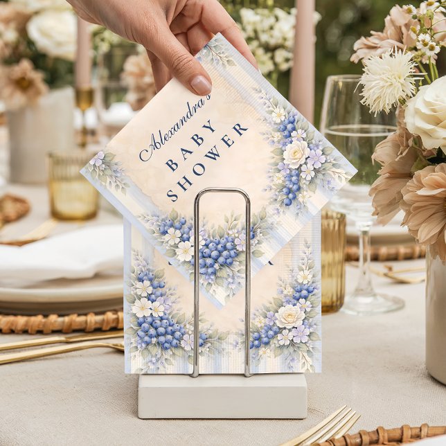 Vintage Blueberry Floral Baby Shower Serviette (Von Creator hochgeladen)