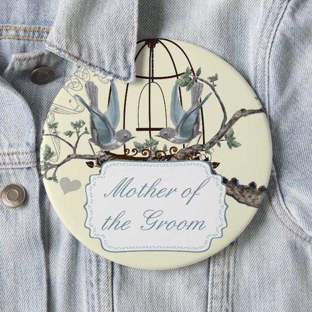 Vintage Bluebird Love Birds Hochzeiten Abzeichen Button (Beispiel)