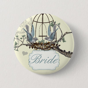 Vintage Bluebird Love Birds Hochzeiten Abzeichen Button