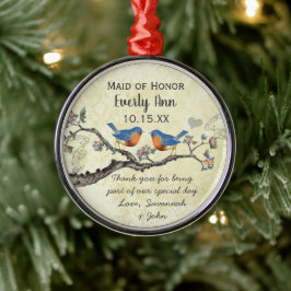 Vintage Bluebird-Trauzeugin-Ornamente Ornament Aus Metall