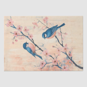 Vintage Bluebirds auf der Zweigstelle Cherry Bloss Seidenpapier