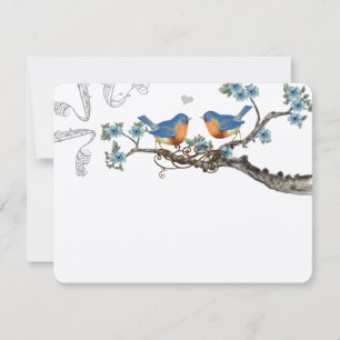 Vintage Bluebirds blühende Branchensehen RSVP Karte