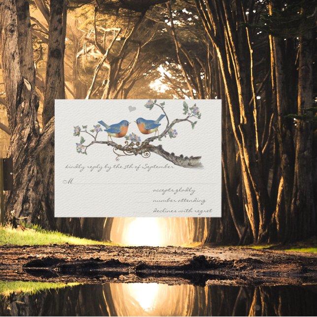 Vintage Bluebirds blühende Branchensehen RSVP Karte (Von Creator hochgeladen)
