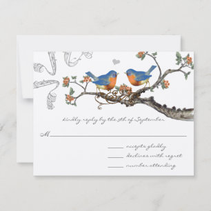Vintage Bluebirds blühende Branchensehen RSVP Karte