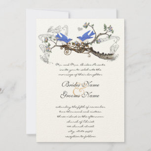 Vintage Bluebirds Chirping Hochzeitseinladungen Einladung