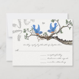 Vintage Bluebirds Hochzeit RSVP Karte