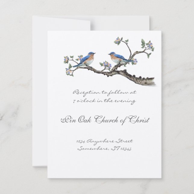 Vintage Bluebirds Hochzeitskarte Einladung (Vorderseite)
