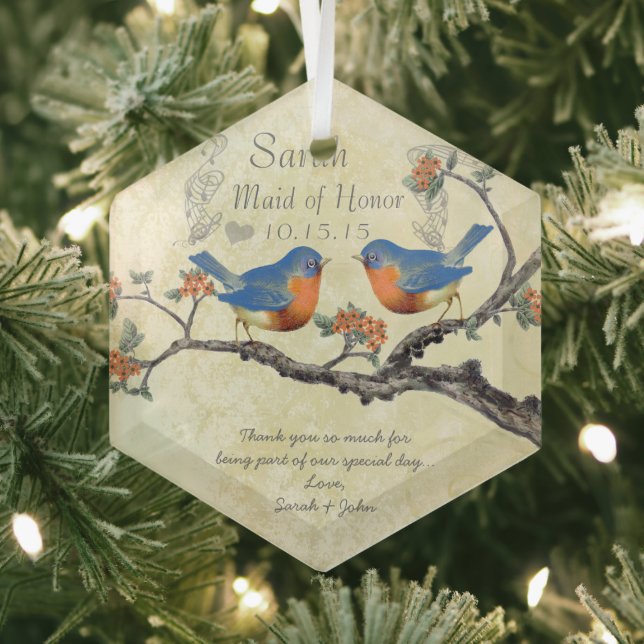 Vintage Bluebirds Trauzeugin Ornamente (Insitu)