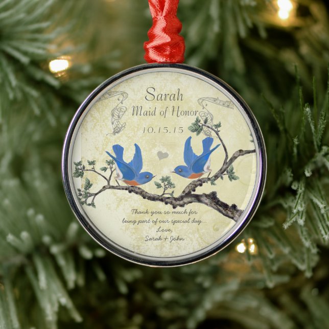 Vintage Bluebirds Trauzeugin Ornamente (Baum)