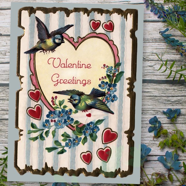 Vintage Bluebirds und Herz - Valentine Postkarte (Von Creator hochgeladen)