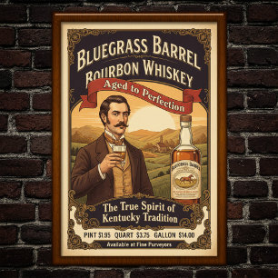 Vintage Bluegrass Bourbon Werbeplakat Poster