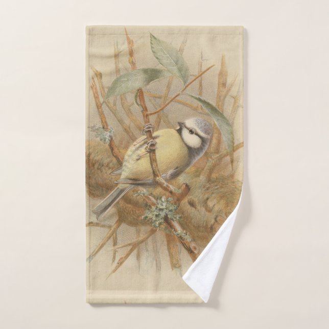 Vintage Bluetit-Illustration Handtuch (Handtuch)