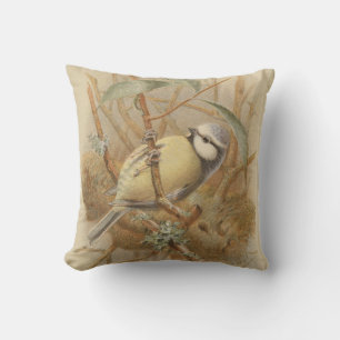 Vintage Bluetit-Illustration Kissen