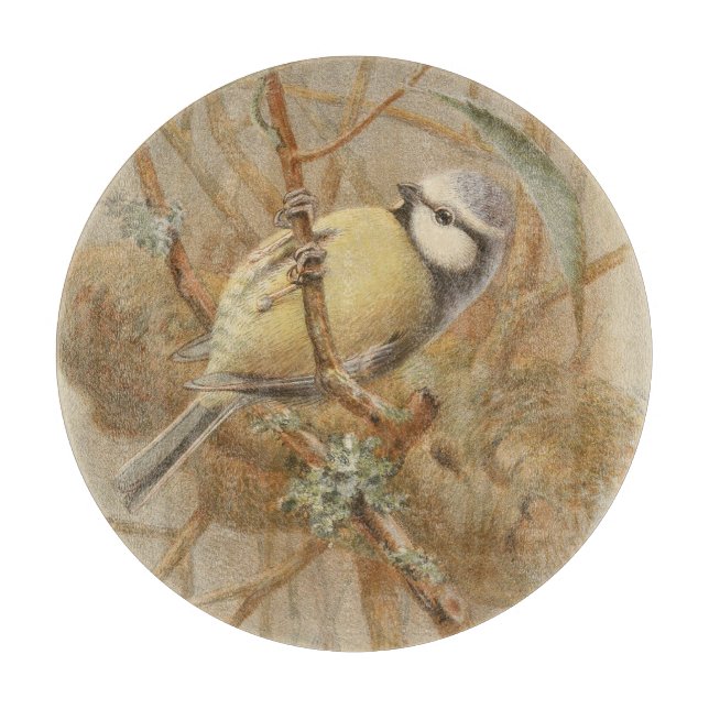 Vintage Bluetit-Illustration Schneidebrett (Vorderseite)