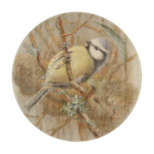 Vintage Bluetit-Illustration Schneidebrett